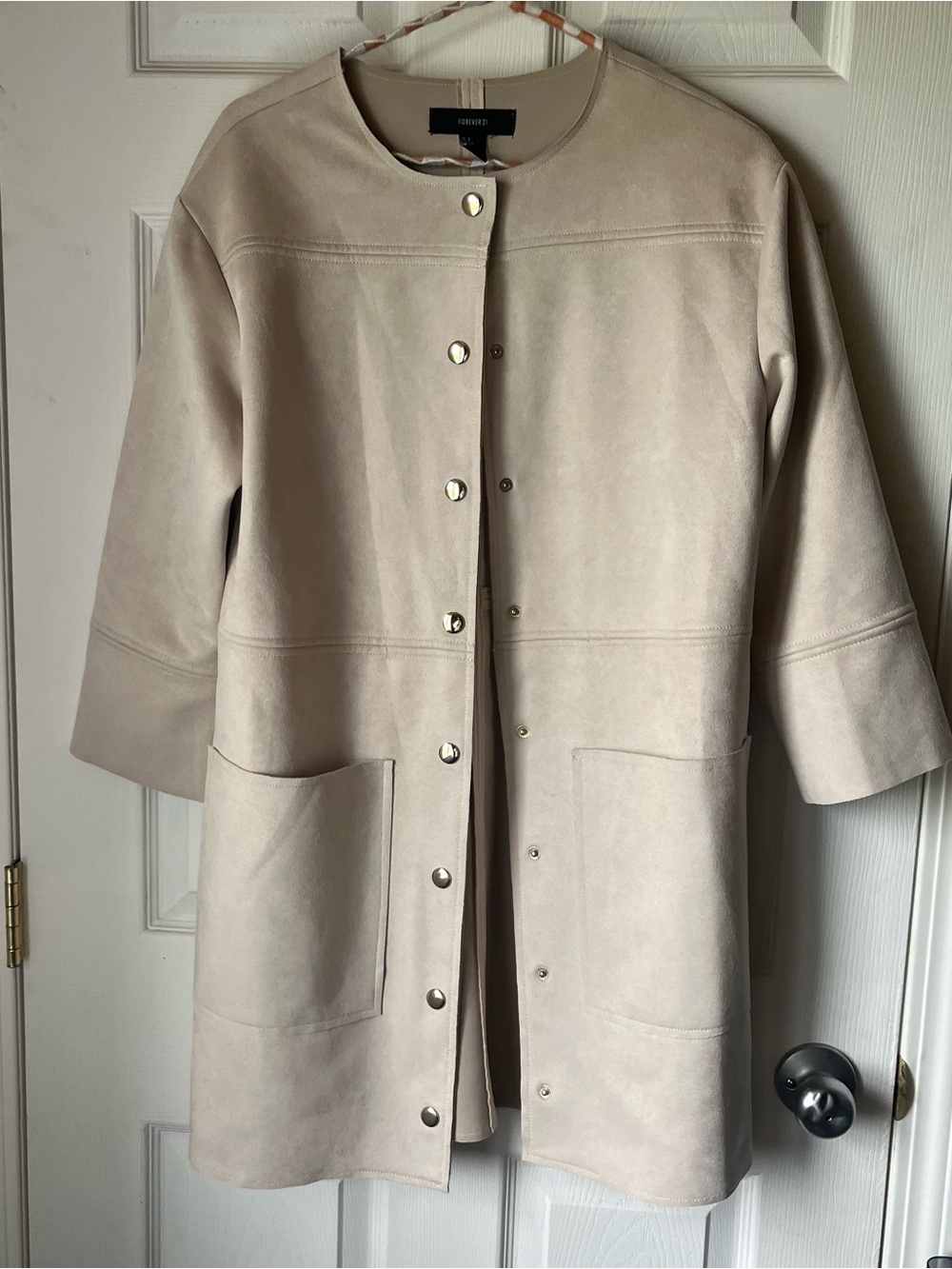Forever 21 Cream Snap-Front Trench Coat